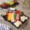 mDesign Slate Stone Serving Charcuterie Tray and Chalk Pencil, Food Board